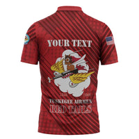 Personalized Tuskegee Airmen Red Tails Zipper Polo Shirt 301st Fighter Squadron - Red - Wonder Print Shop
