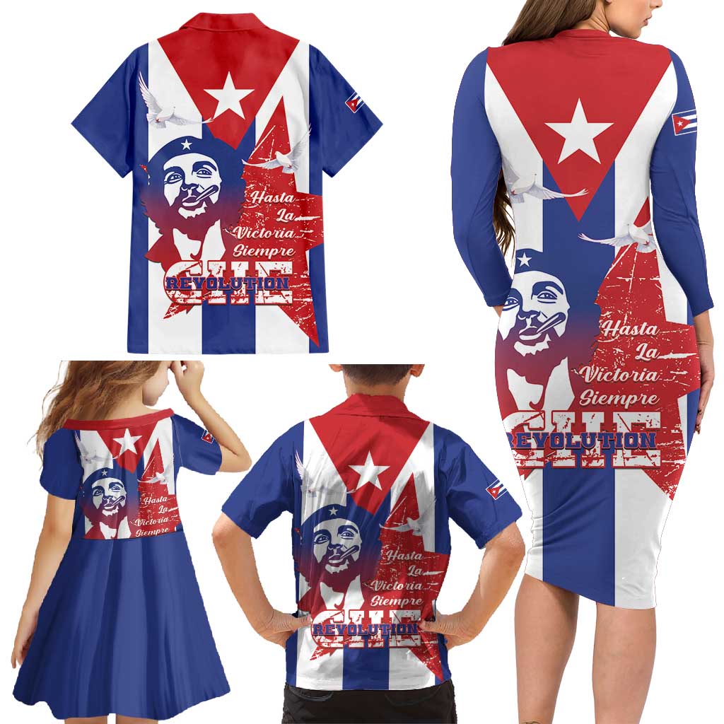 Cuba Liberation Day Family Matching Long Sleeve Bodycon Dress and Hawaiian Shirt Che Guevara Revolution - Wonder Print Shop