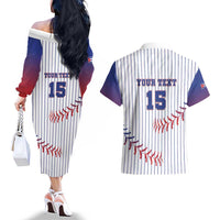 Custom Cuba Baseball Couples Matching Off The Shoulder Long Sleeve Dress and Hawaiian Shirt Sporty Style - Wonder Print Shop