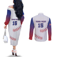 Custom Cuba Baseball Couples Matching Off The Shoulder Long Sleeve Dress and Long Sleeve Button Shirt Sporty Style