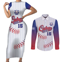 Custom Cuba Baseball Couples Matching Short Sleeve Bodycon Dress and Long Sleeve Button Shirt Sporty Style - Wonder Print Shop