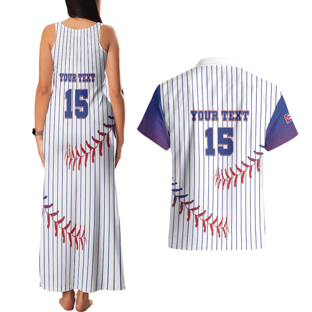 Custom Cuba Baseball Couples Matching Tank Maxi Dress and Hawaiian Shirt Sporty Style - Wonder Print Shop