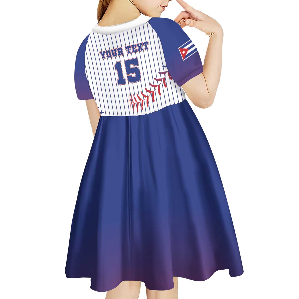 Custom Cuba Baseball Kid Short Sleeve Dress Sporty Style - Wonder Print Shop