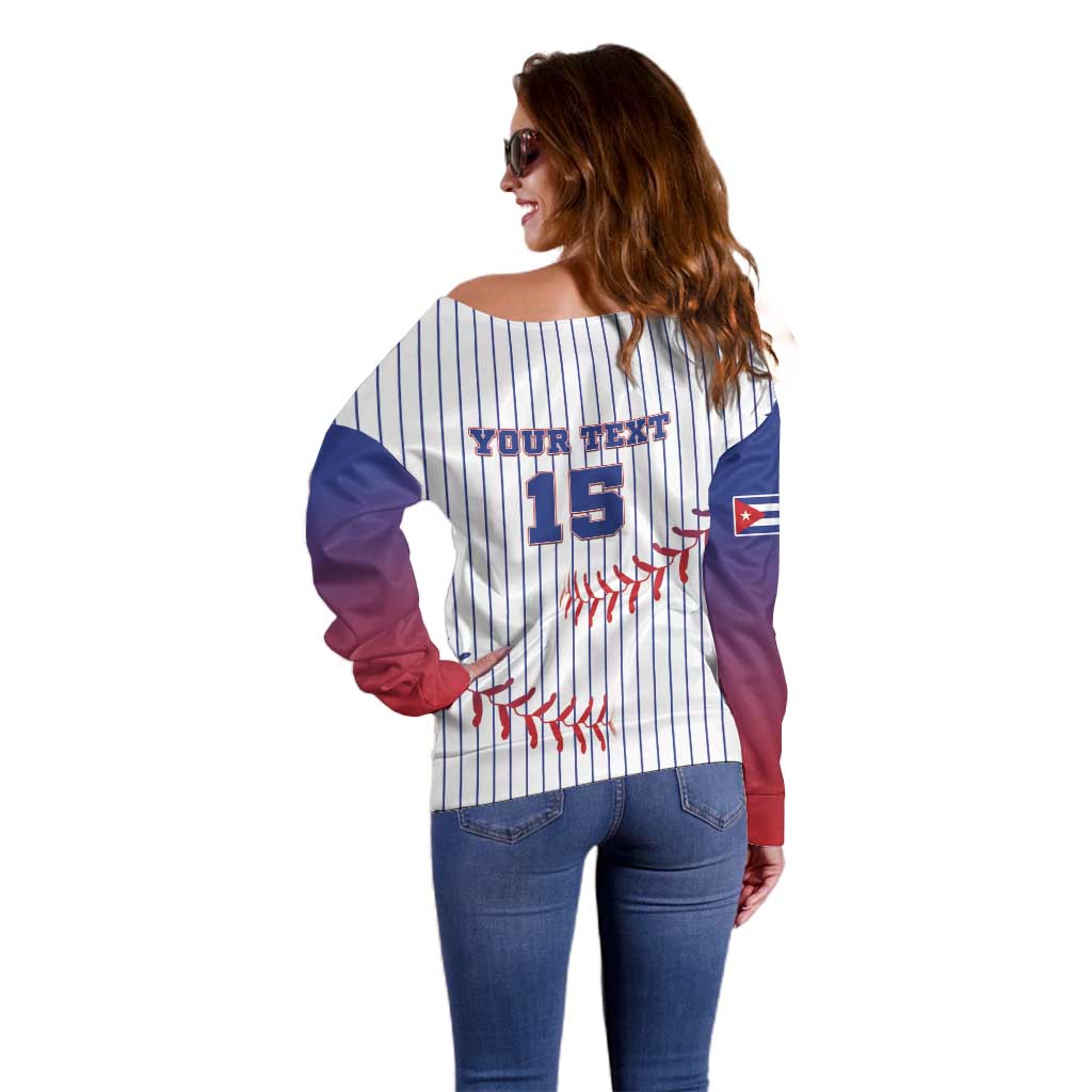 Custom Cuba Baseball Off Shoulder Sweater Sporty Style - Wonder Print Shop