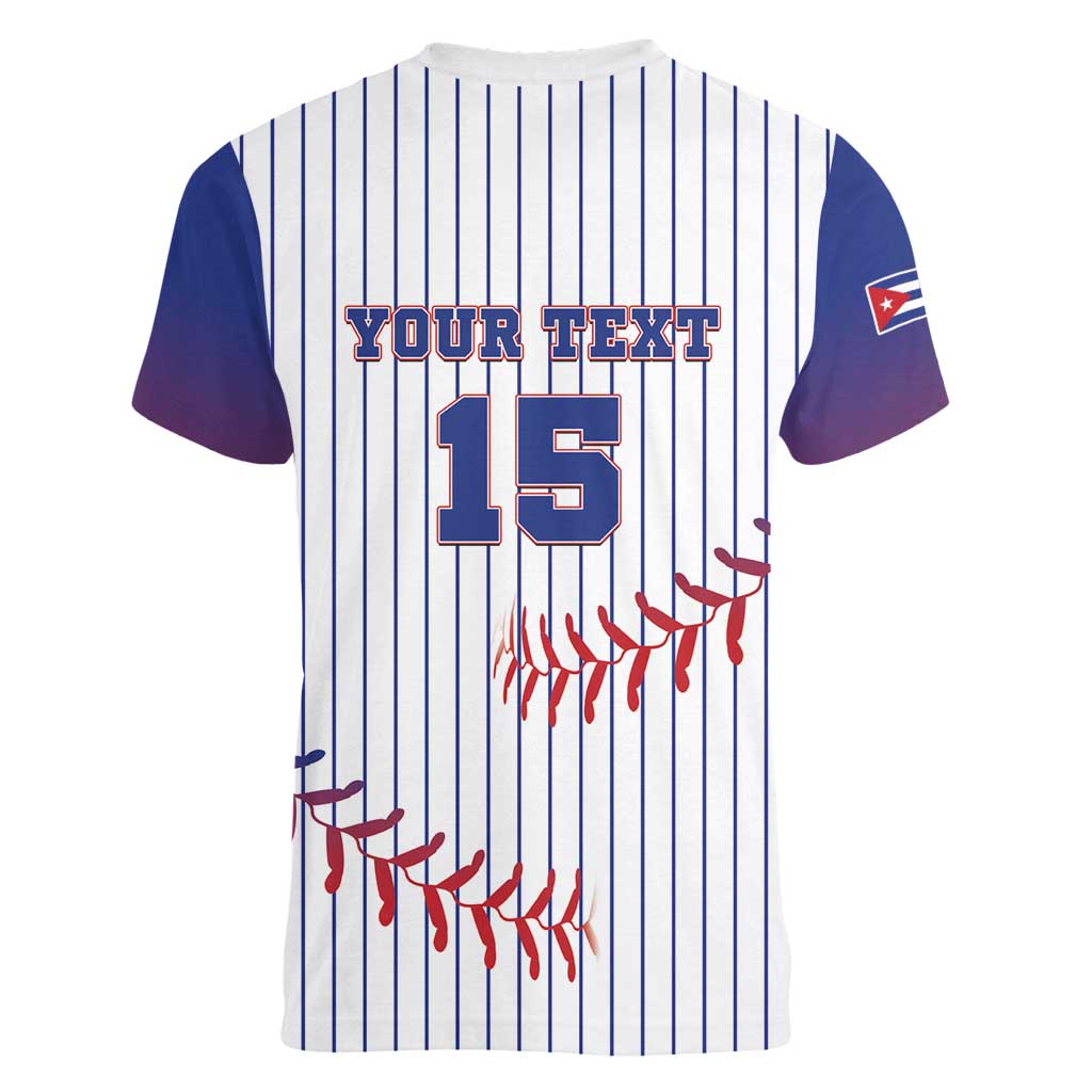 Custom Cuba Baseball Women V-Neck T-Shirt Sporty Style - Wonder Print Shop