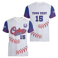 Custom Cuba Baseball Women V-Neck T-Shirt Sporty Style - Wonder Print Shop