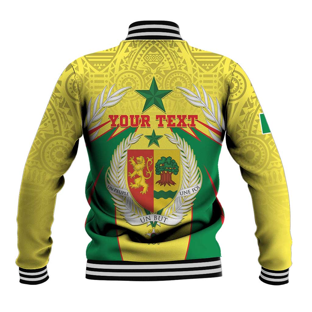Personalised Senegal Baseball Jacket Coat Of Arms Mix African Pattern - Wonder Print Shop