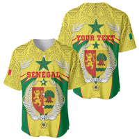 Personalised Senegal Baseball Jersey Coat Of Arms Mix African Pattern - Wonder Print Shop