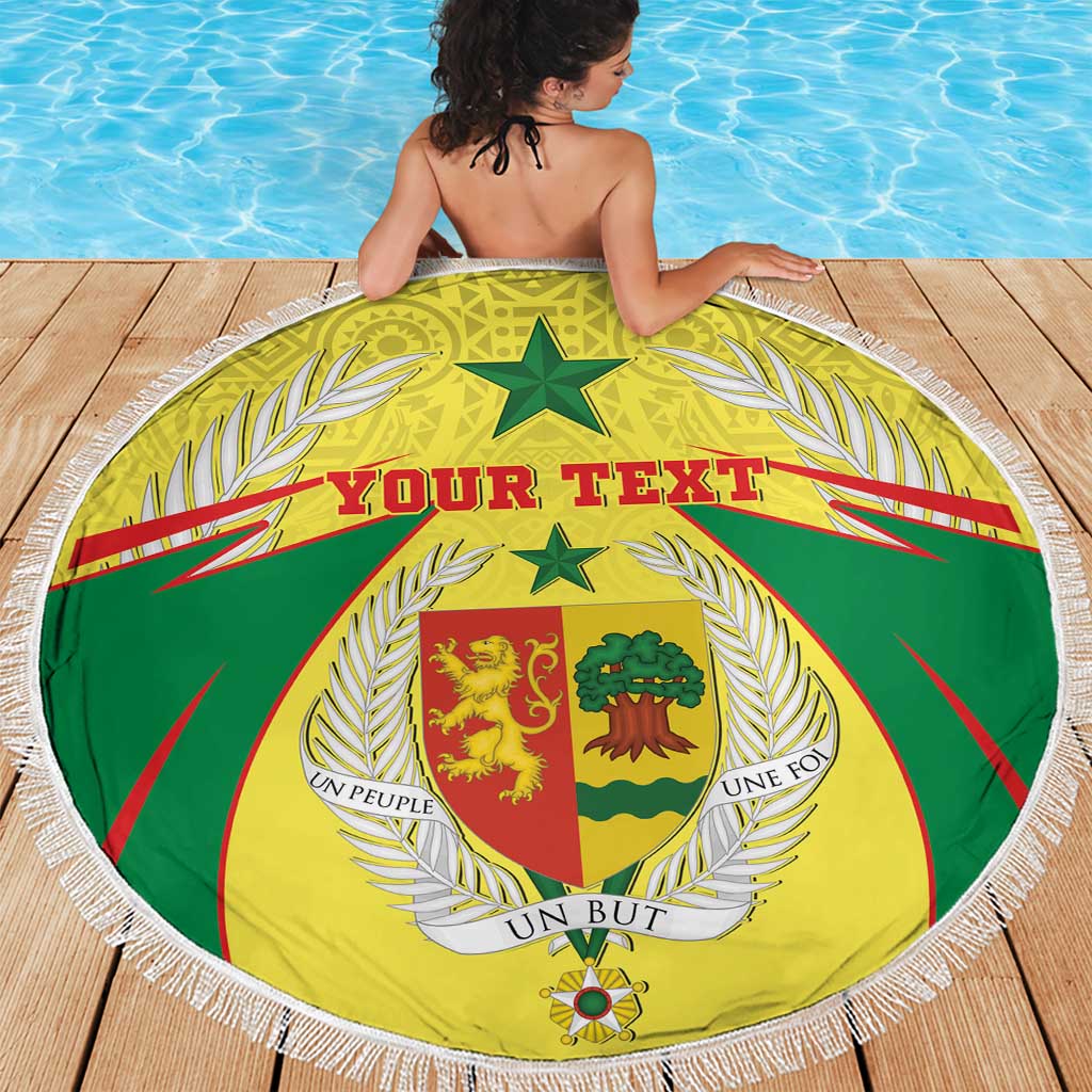 Personalised Senegal Beach Blanket Coat Of Arms Mix African Pattern - Wonder Print Shop