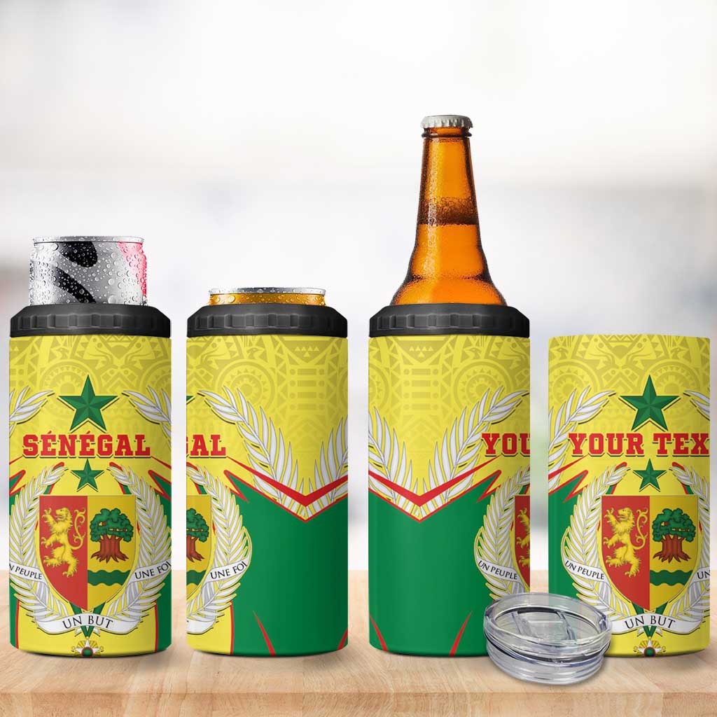 Personalised Senegal 4 in 1 Can Cooler Tumbler Coat Of Arms Mix African Pattern - Wonder Print Shop