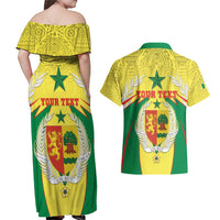 Personalised Senegal Couples Matching Off Shoulder Maxi Dress and Hawaiian Shirt Coat Of Arms Mix African Pattern - Wonder Print Shop