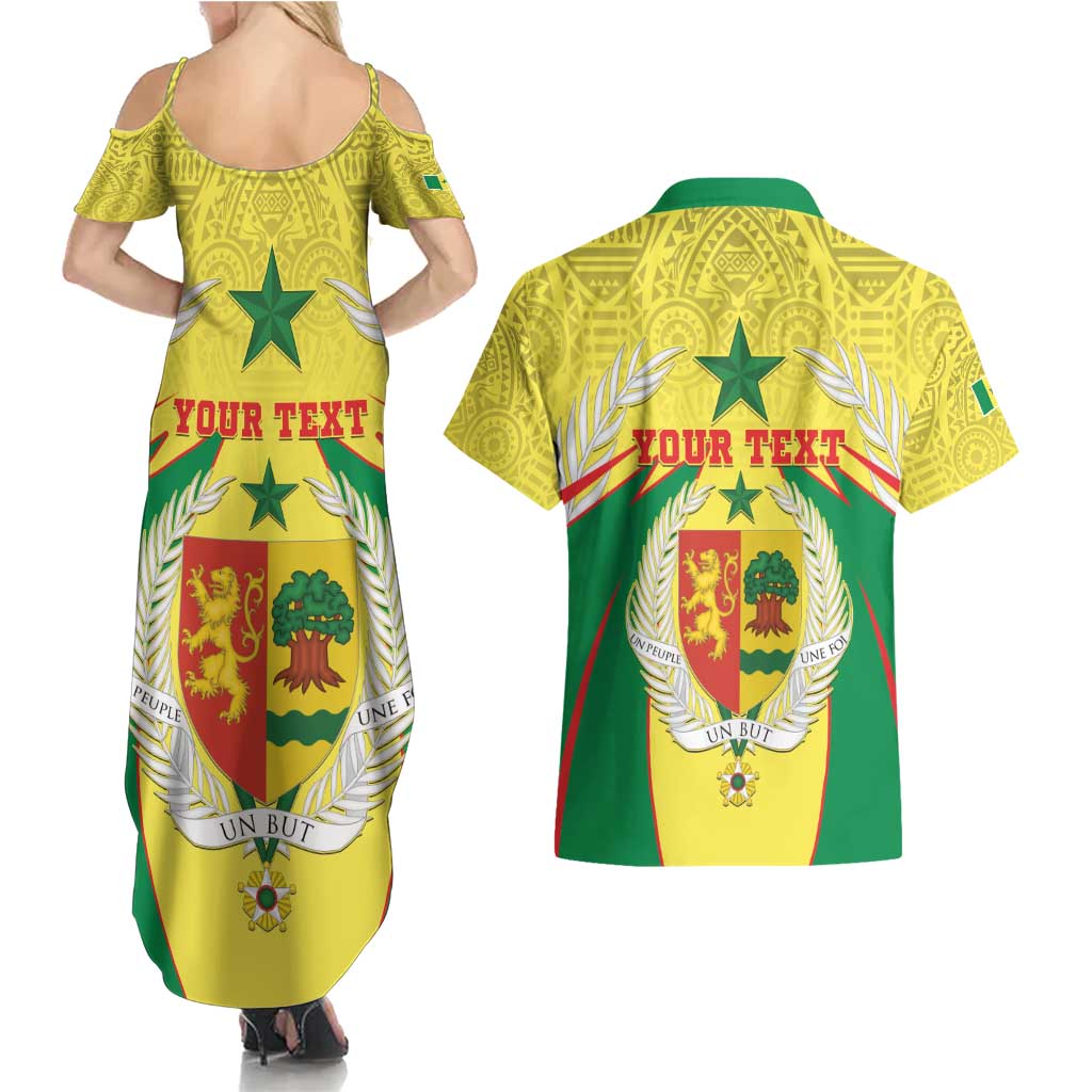 Personalised Senegal Couples Matching Summer Maxi Dress and Hawaiian Shirt Coat Of Arms Mix African Pattern - Wonder Print Shop