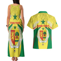 Personalised Senegal Couples Matching Tank Maxi Dress and Hawaiian Shirt Coat Of Arms Mix African Pattern - Wonder Print Shop