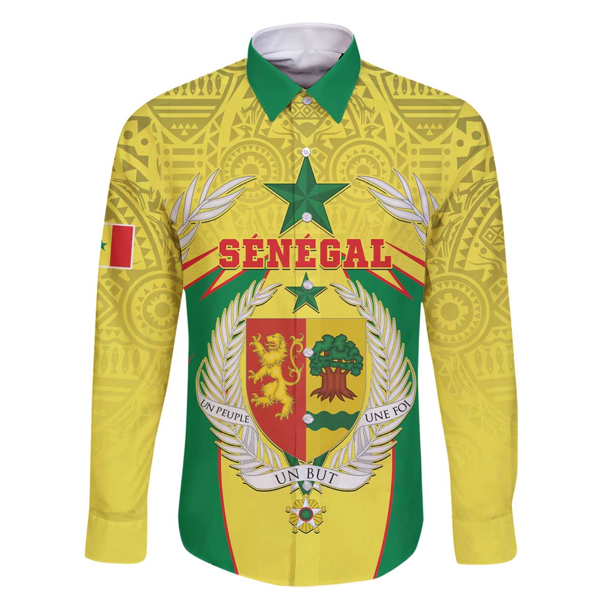 Personalised Senegal Family Matching Off The Shoulder Long Sleeve Dress and Hawaiian Shirt Coat Of Arms Mix African Pattern - Wonder Print Shop