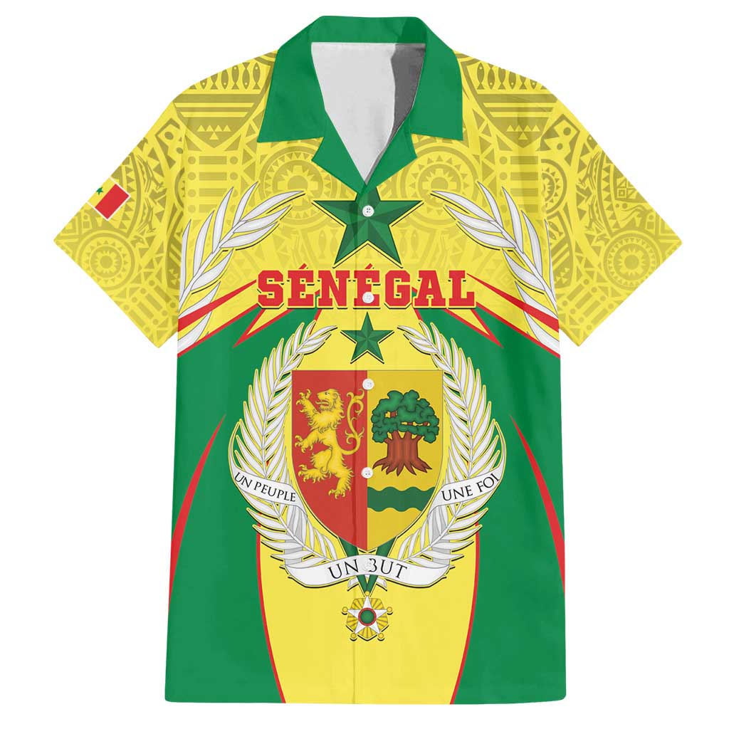 Personalised Senegal Family Matching Off Shoulder Short Dress and Hawaiian Shirt Coat Of Arms Mix African Pattern - Wonder Print Shop