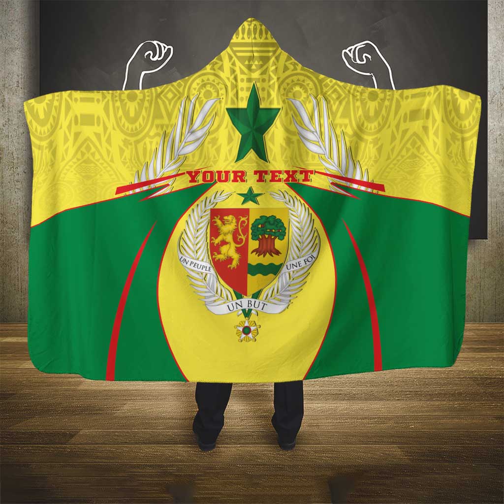 Personalised Senegal Hooded Blanket Coat Of Arms Mix African Pattern