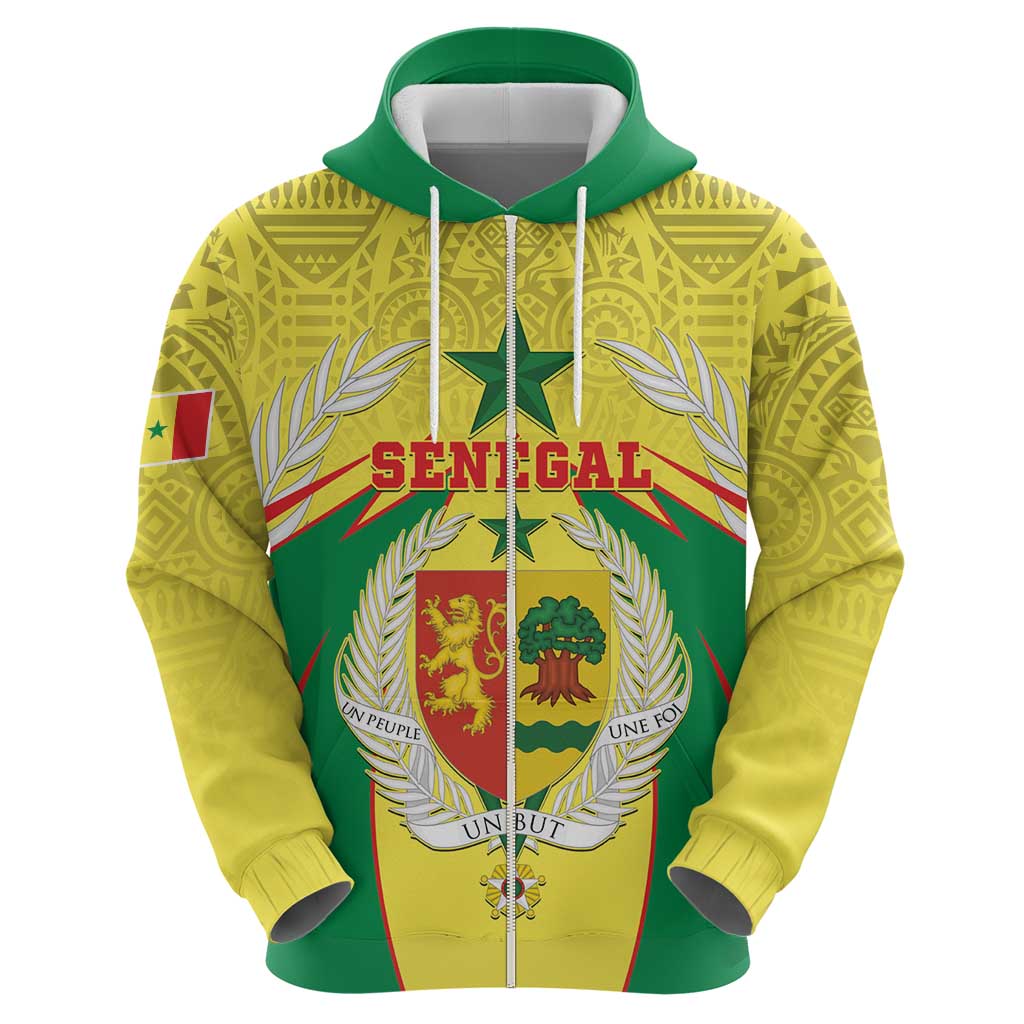 Personalised Senegal Hoodie Coat Of Arms Mix African Pattern - Wonder Print Shop