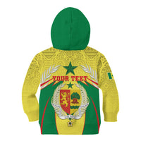 Personalised Senegal Kid Hoodie Coat Of Arms Mix African Pattern - Wonder Print Shop