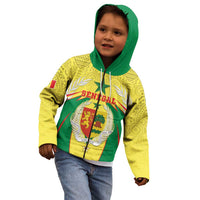 Personalised Senegal Kid Hoodie Coat Of Arms Mix African Pattern - Wonder Print Shop