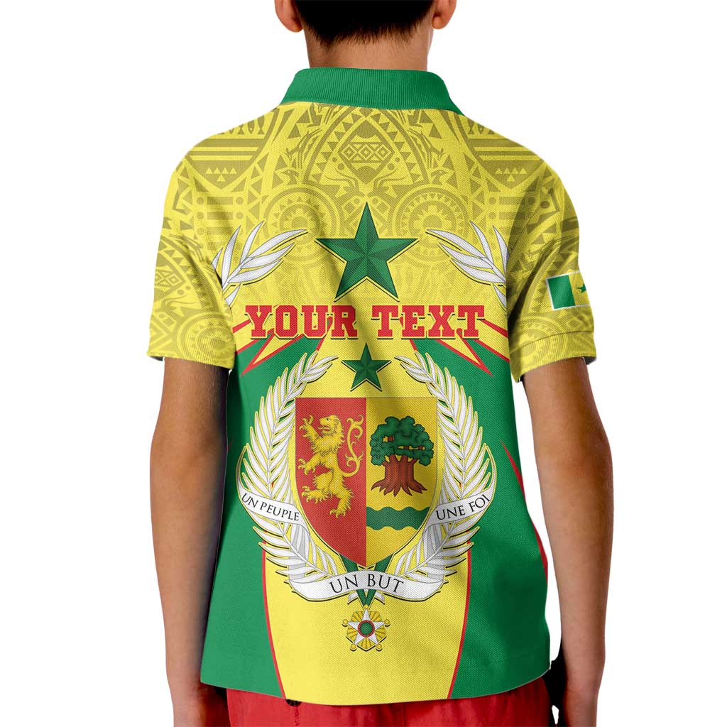 Personalised Senegal Kid Polo Shirt Coat Of Arms Mix African Pattern - Wonder Print Shop