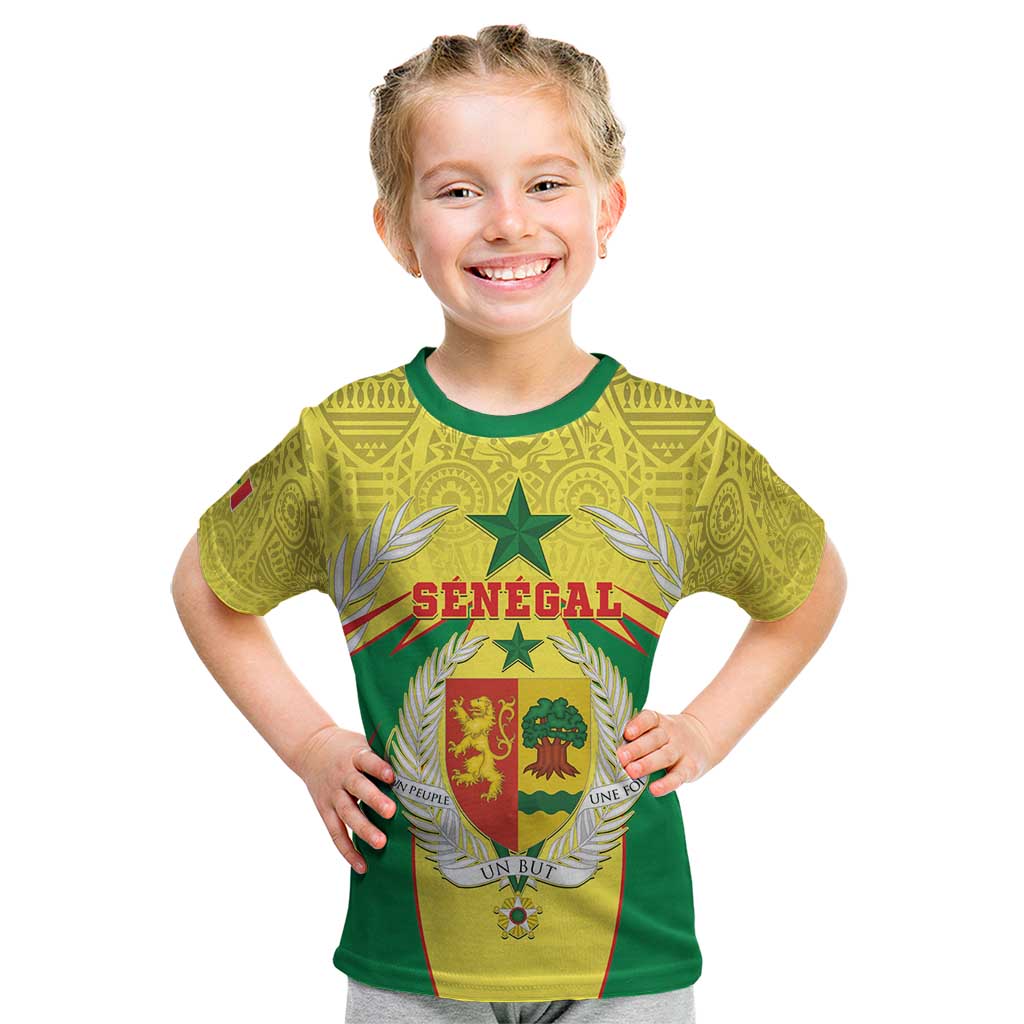 Personalised Senegal Kid T Shirt Coat Of Arms Mix African Pattern - Wonder Print Shop