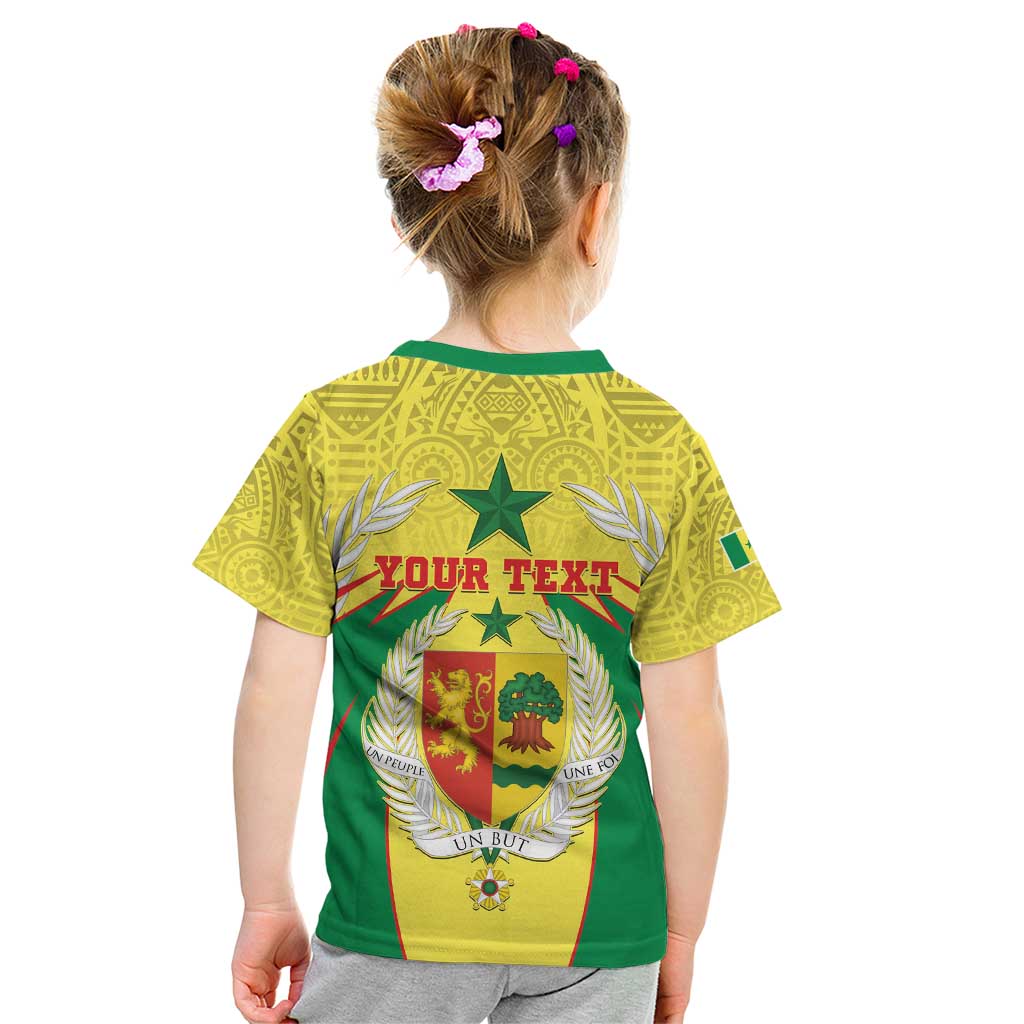 Personalised Senegal Kid T Shirt Coat Of Arms Mix African Pattern - Wonder Print Shop