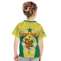 Personalised Senegal Kid T Shirt Coat Of Arms Mix African Pattern - Wonder Print Shop