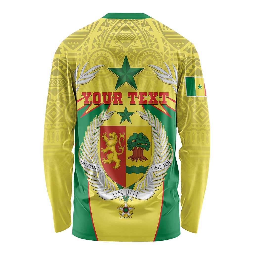 Personalised Senegal Long Sleeve Shirt Coat Of Arms Mix African Pattern - Wonder Print Shop