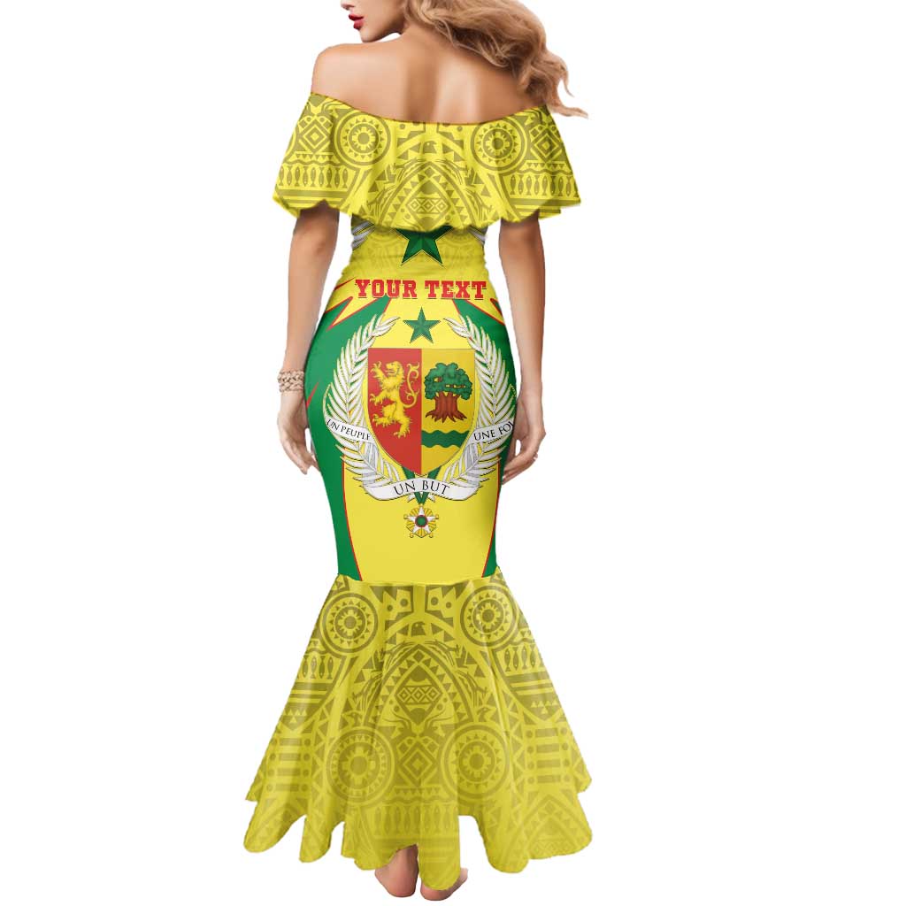 Personalised Senegal Mermaid Dress Coat Of Arms Mix African Pattern - Wonder Print Shop