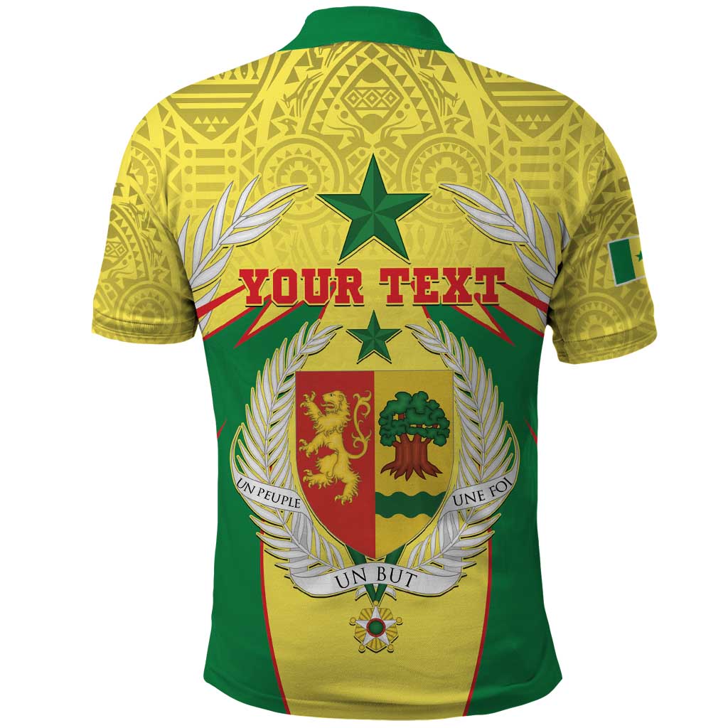 Personalised Senegal Polo Shirt Coat Of Arms Mix African Pattern - Wonder Print Shop