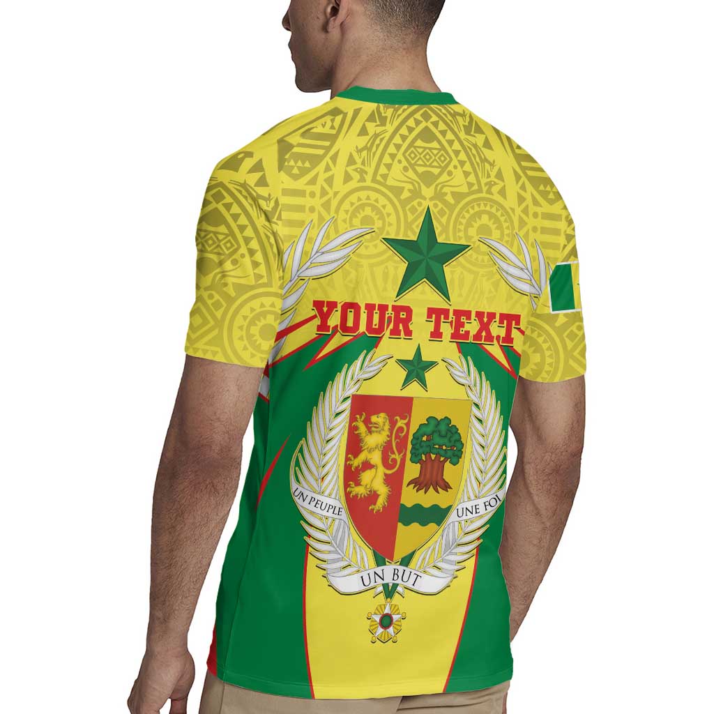 Personalised Senegal Rugby Jersey Coat Of Arms Mix African Pattern - Wonder Print Shop