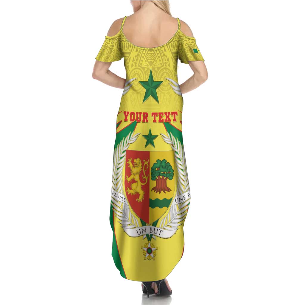 Personalised Senegal Summer Maxi Dress Coat Of Arms Mix African Pattern - Wonder Print Shop