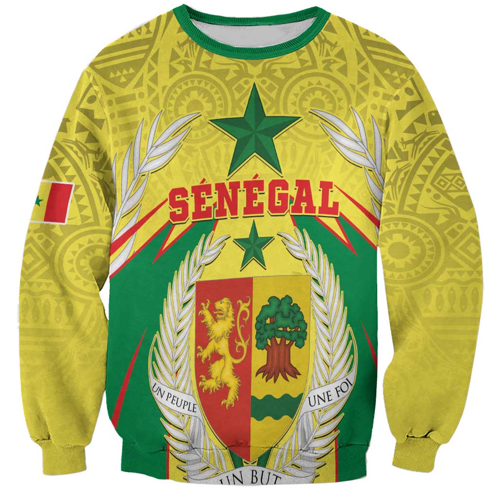 Personalised Senegal Sweatshirt Coat Of Arms Mix African Pattern - Wonder Print Shop