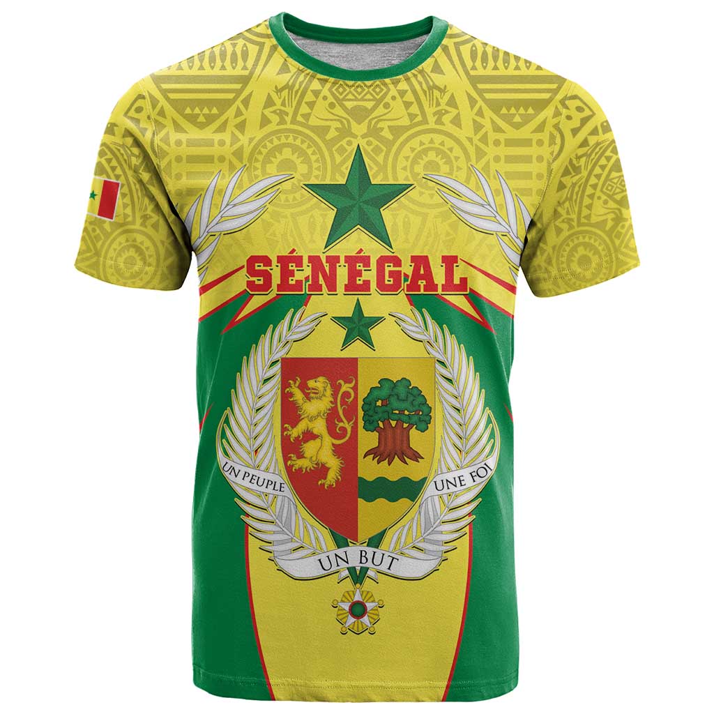 Personalised Senegal T Shirt Coat Of Arms Mix African Pattern - Wonder Print Shop