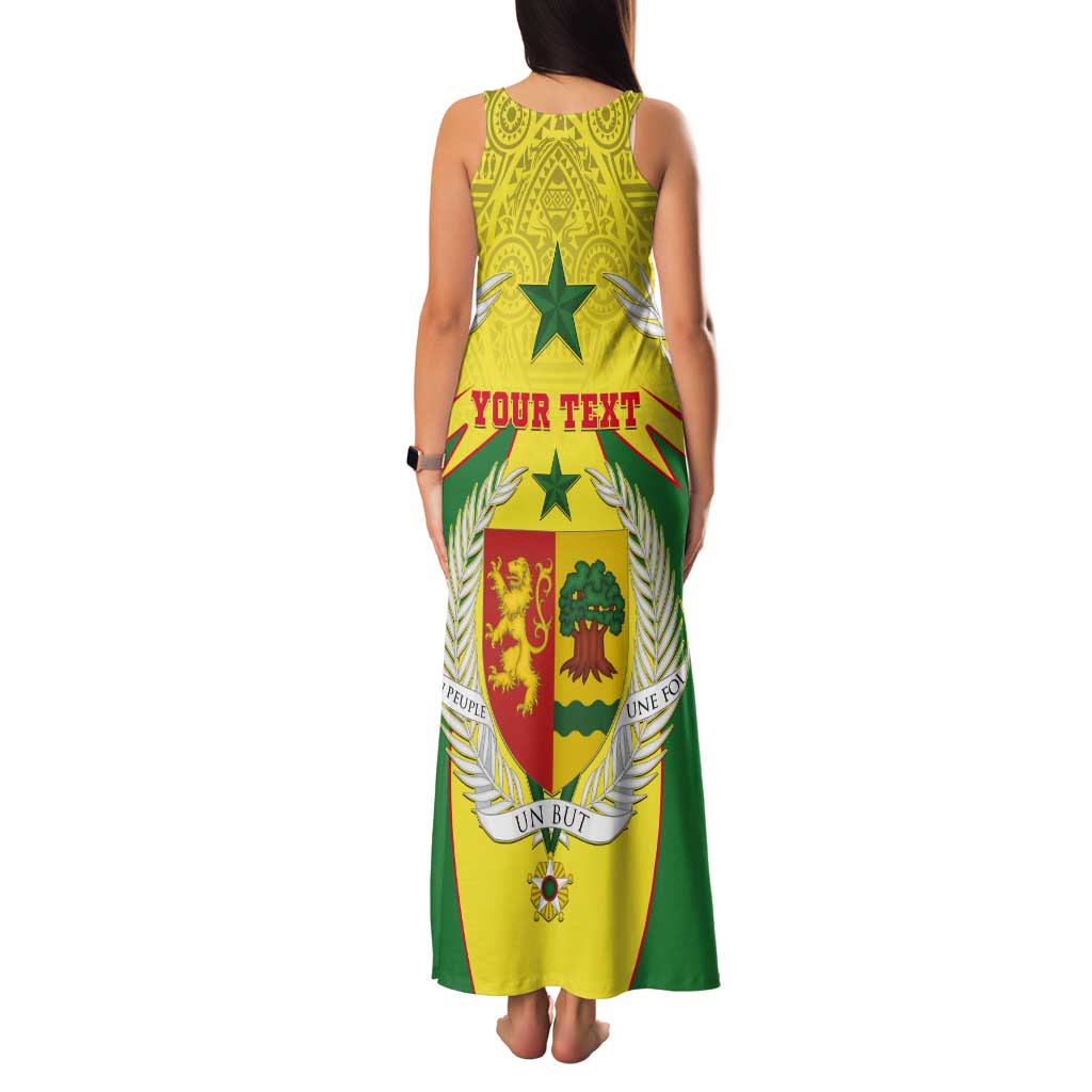 Personalised Senegal Tank Maxi Dress Coat Of Arms Mix African Pattern - Wonder Print Shop