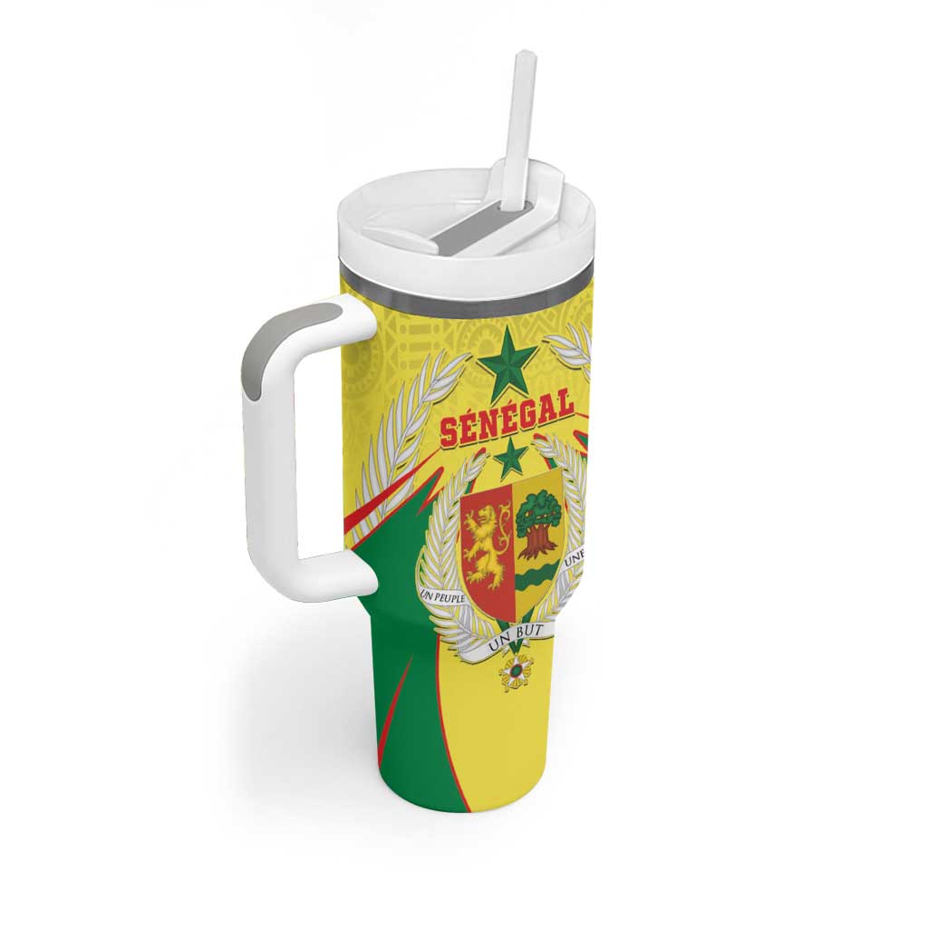 Personalised Senegal Tumbler With Handle Coat Of Arms Mix African Pattern - Wonder Print Shop