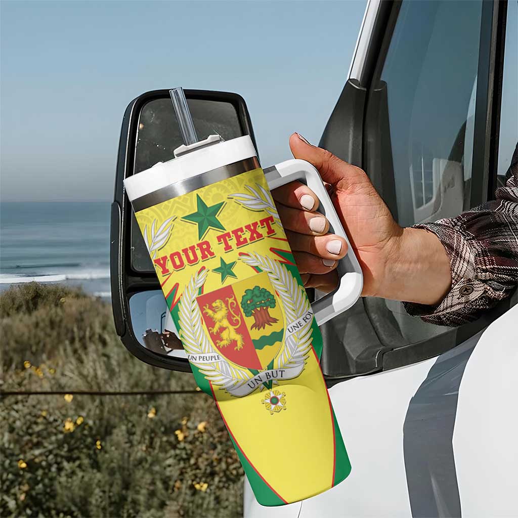 Personalised Senegal Tumbler With Handle Coat Of Arms Mix African Pattern - Wonder Print Shop
