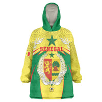 Personalised Senegal Wearable Blanket Hoodie Coat Of Arms Mix African Pattern - Wonder Print Shop