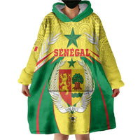 Personalised Senegal Wearable Blanket Hoodie Coat Of Arms Mix African Pattern - Wonder Print Shop