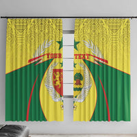 Personalised Senegal Window Curtain Coat Of Arms Mix African Pattern - Wonder Print Shop