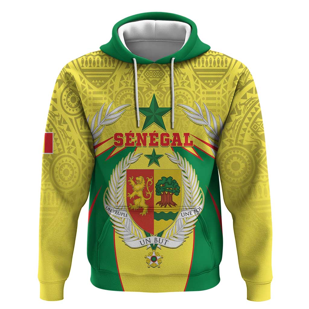 Personalised Senegal Zip Hoodie Coat Of Arms Mix African Pattern - Wonder Print Shop