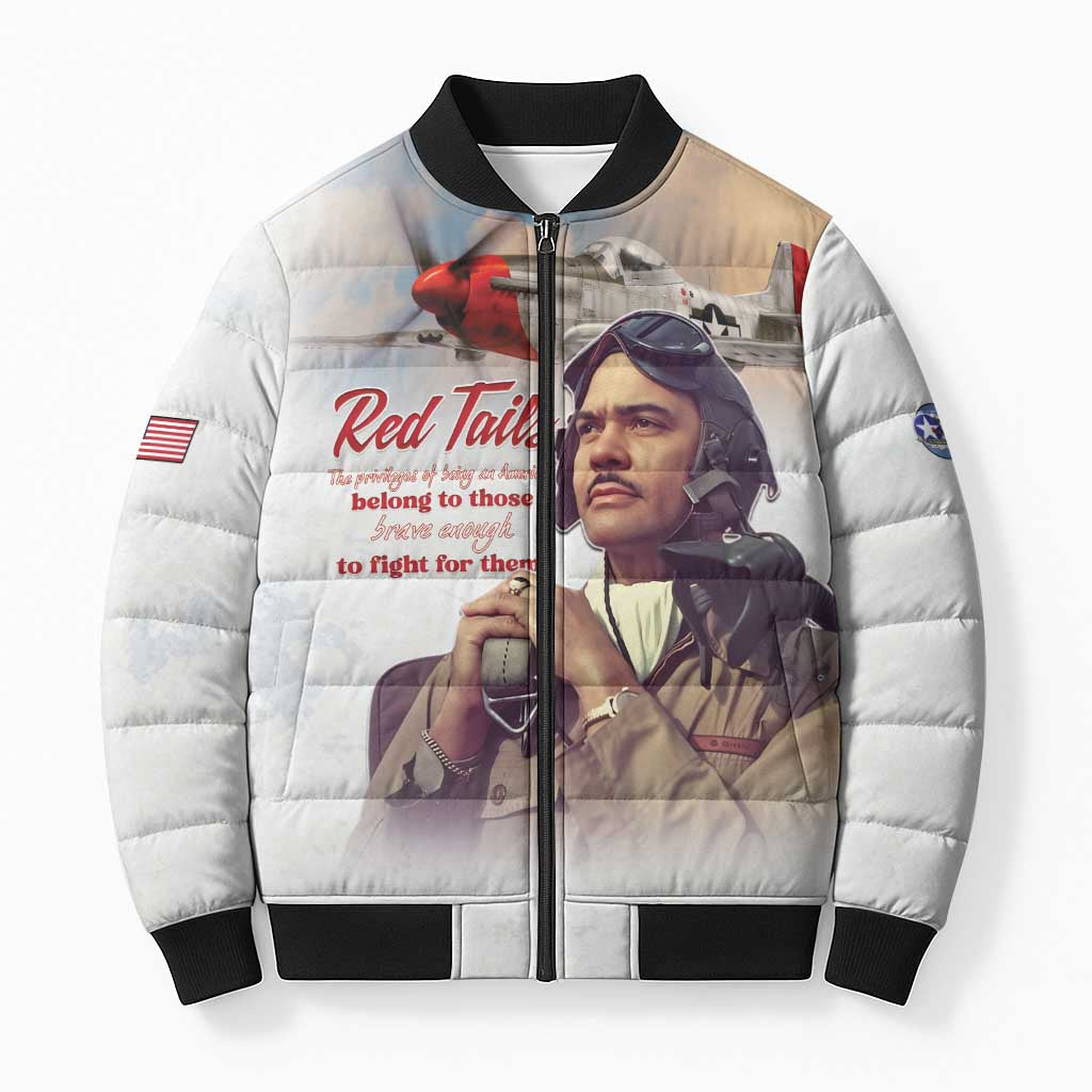 Tuskegee Airmen Red Tails Bomber Puffer Jacket Brave Enough to Fight - Wonder Print Shop