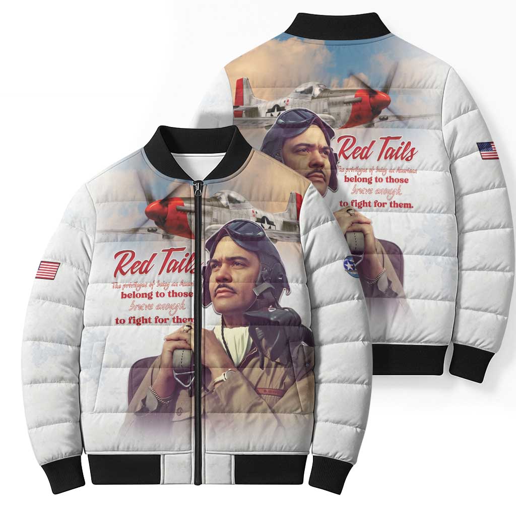 Tuskegee Airmen Red Tails Bomber Puffer Jacket Brave Enough to Fight - Wonder Print Shop