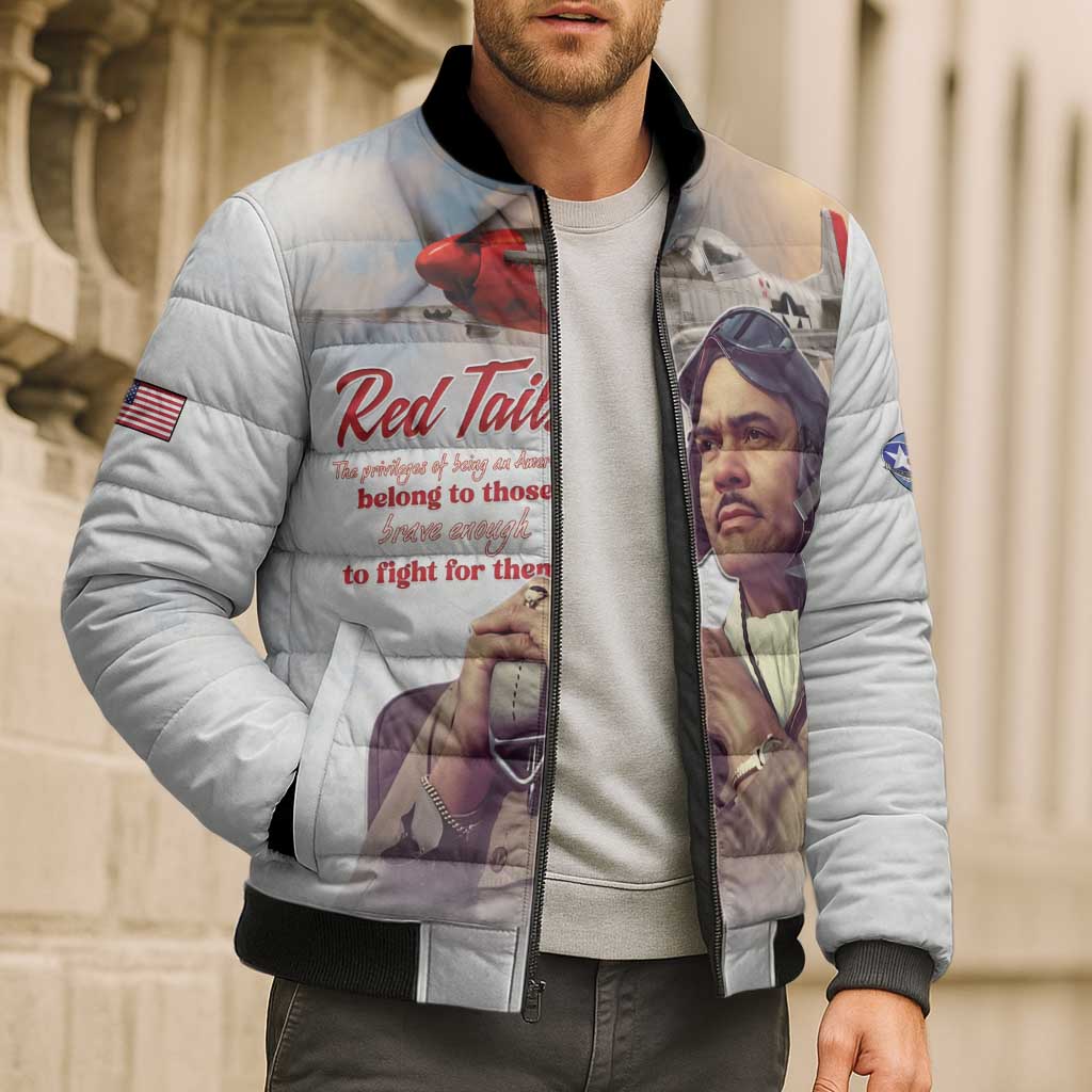 Tuskegee Airmen Red Tails Bomber Puffer Jacket Brave Enough to Fight - Wonder Print Shop