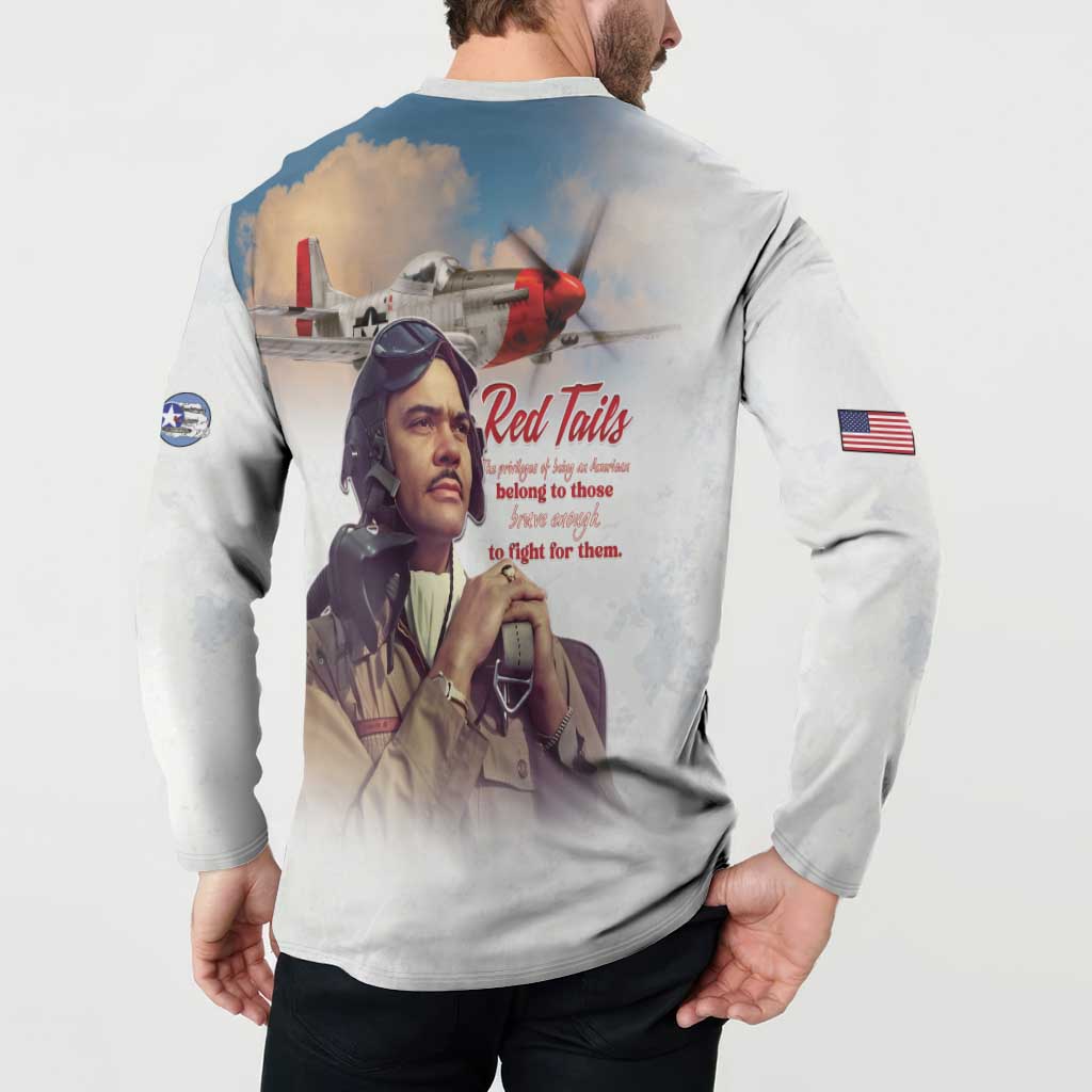 Tuskegee Airmen Red Tails Button Sweatshirt Brave Enough to Fight - Wonder Print Shop