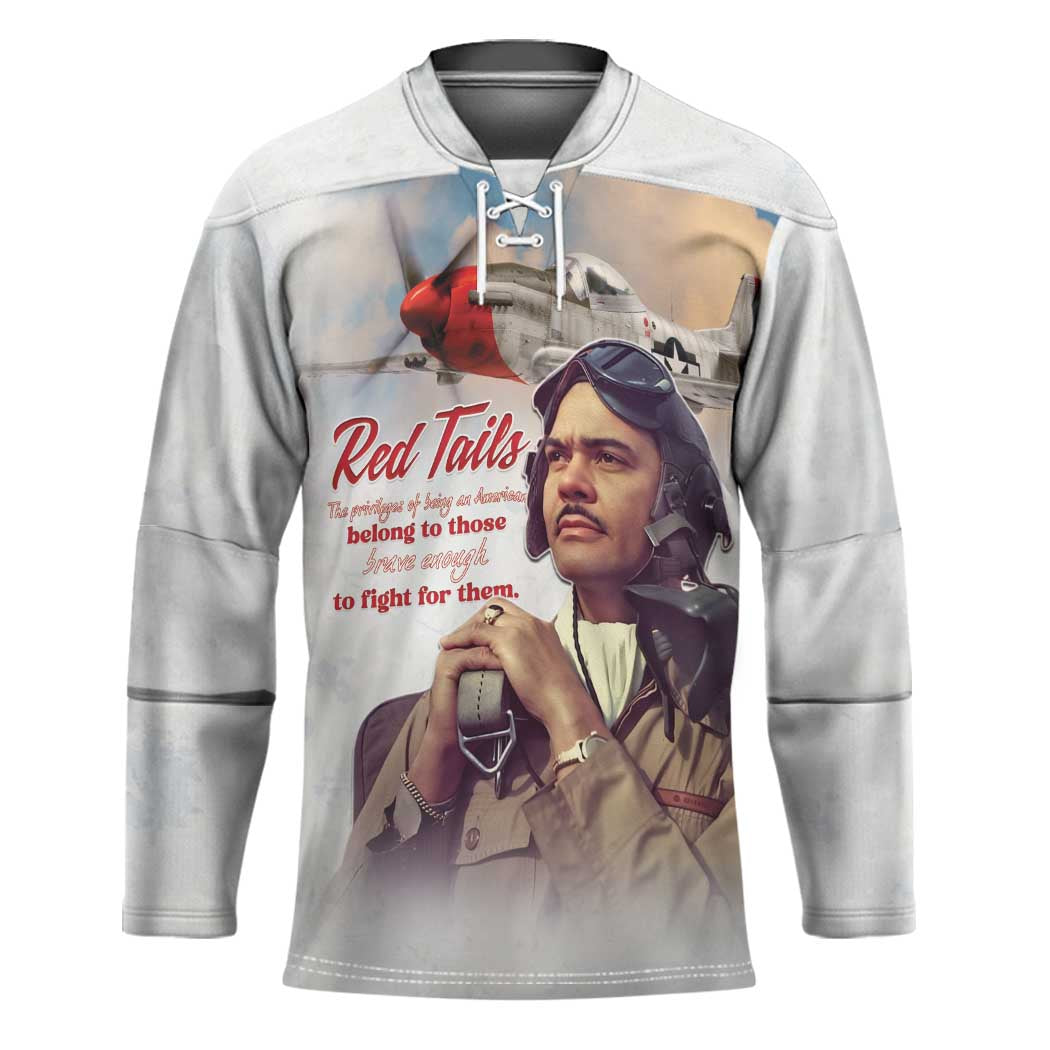 Tuskegee Airmen Red Tails Hockey Jersey Brave Enough to Fight - Wonder Print Shop