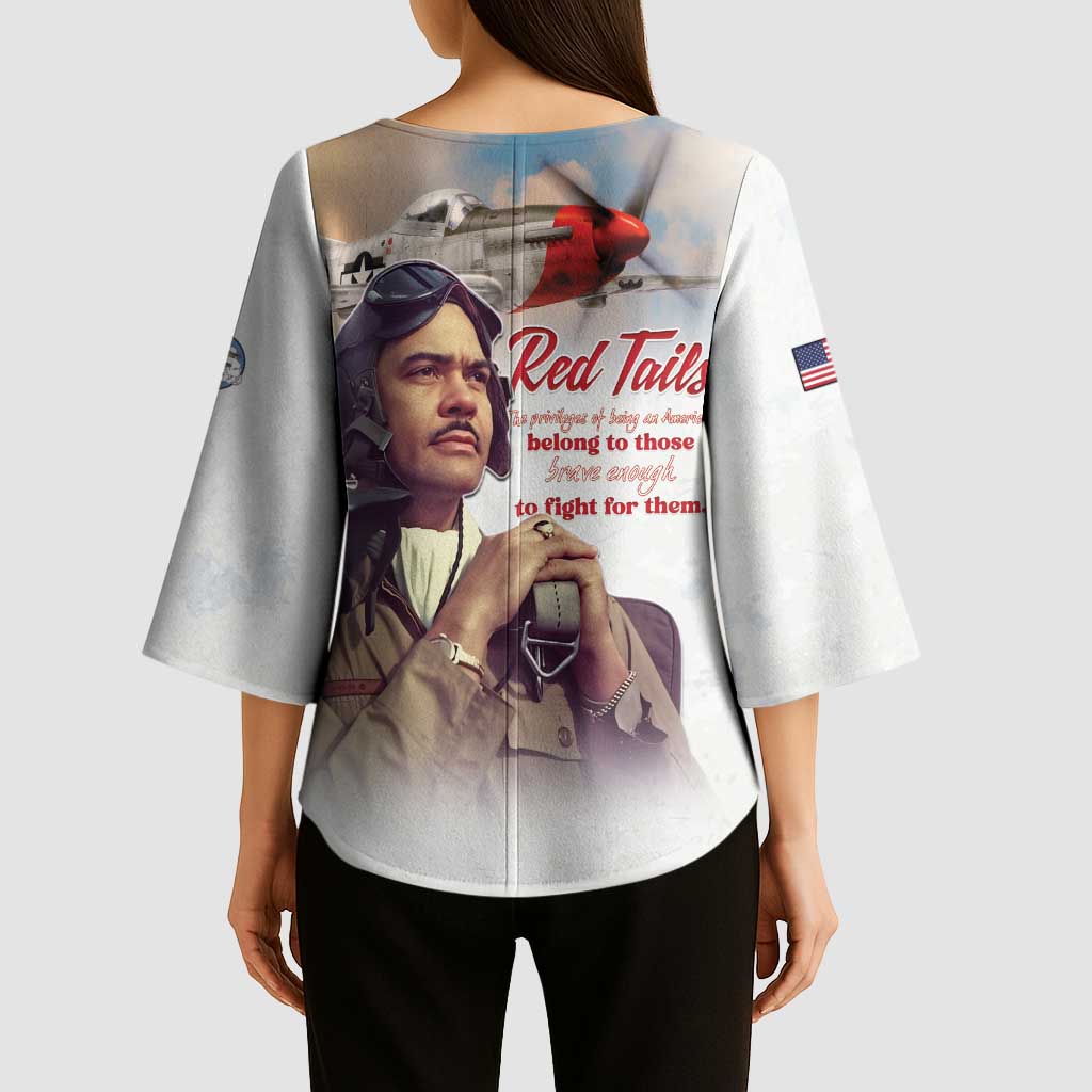 Tuskegee Airmen Red Tails Kimono Sleeve Blouse Brave Enough to Fight - Wonder Print Shop