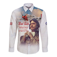 Tuskegee Airmen Red Tails Long Sleeve Button Shirt Brave Enough to Fight - Wonder Print Shop