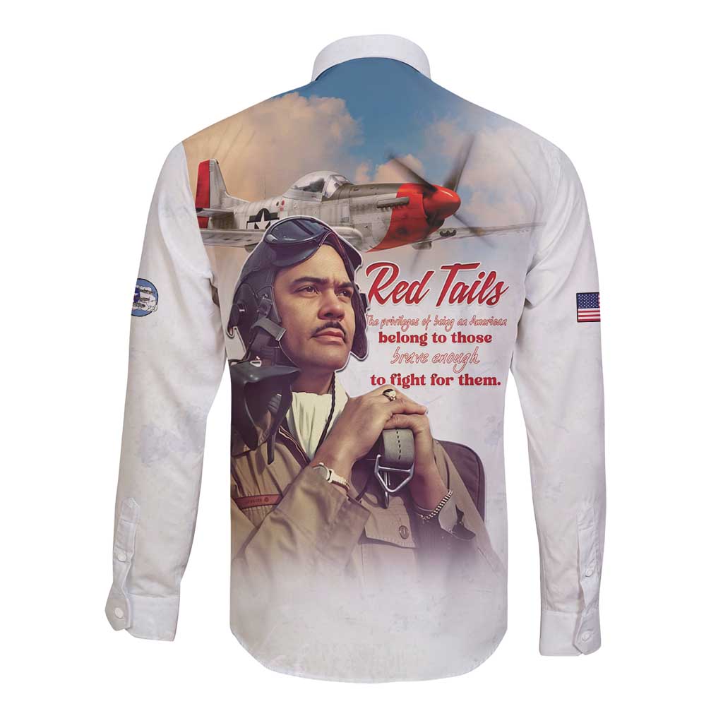 Tuskegee Airmen Red Tails Long Sleeve Button Shirt Brave Enough to Fight - Wonder Print Shop