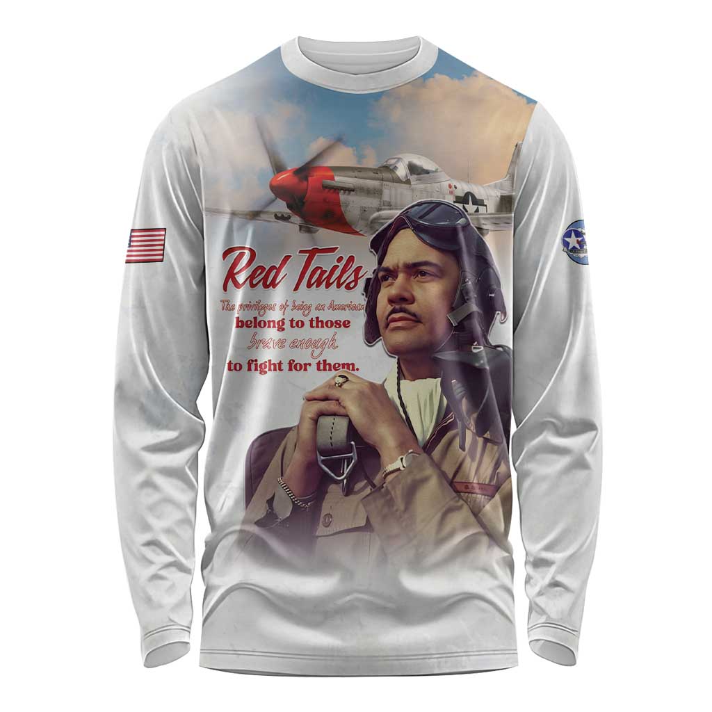 Tuskegee Airmen Red Tails Long Sleeve Shirt Brave Enough to Fight - Wonder Print Shop